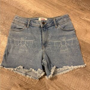 Wrangler Women's Light Blue Frayed Denim Shorts
